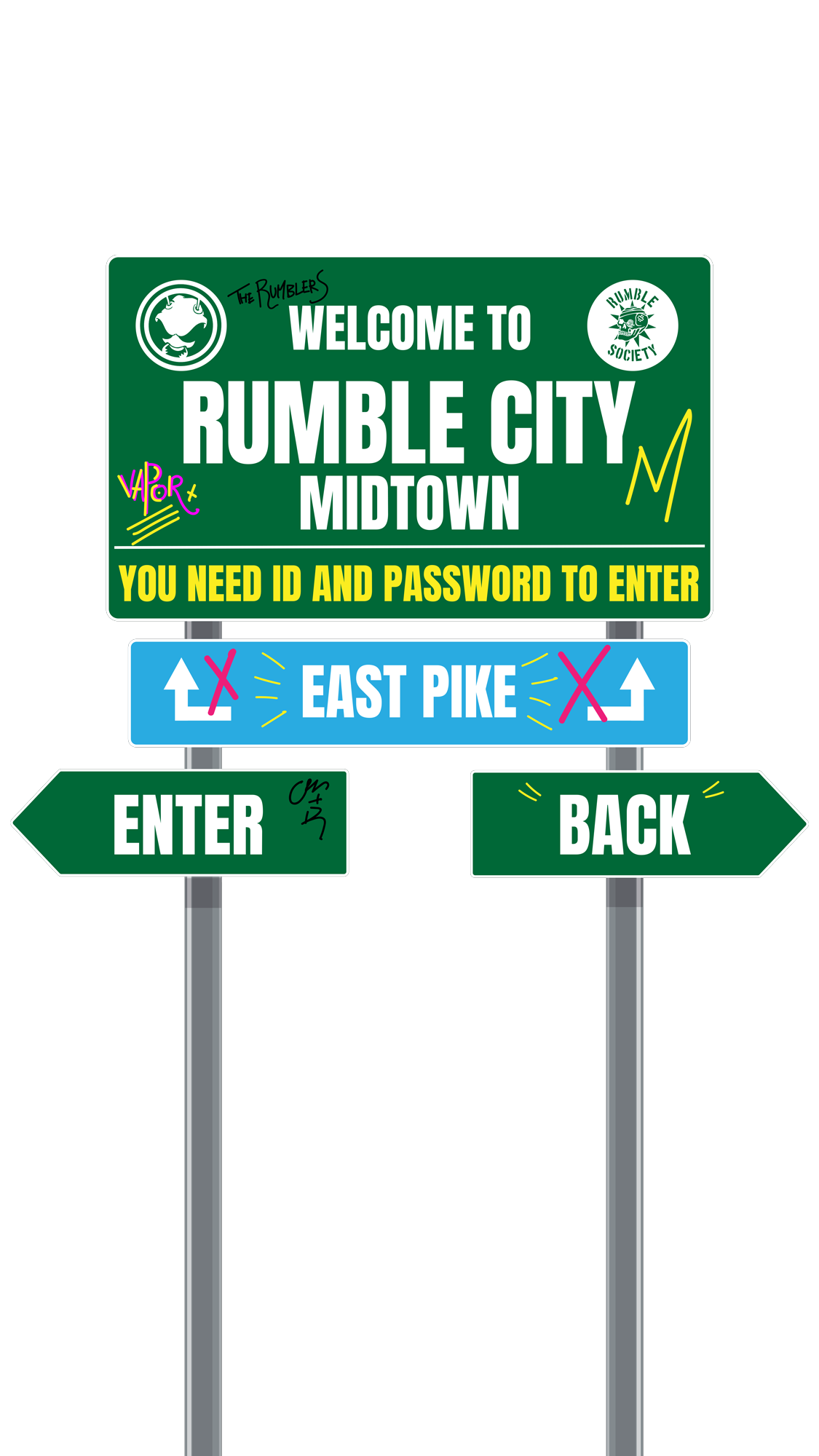 welcome to rumble city midtown. you need id and password to enter